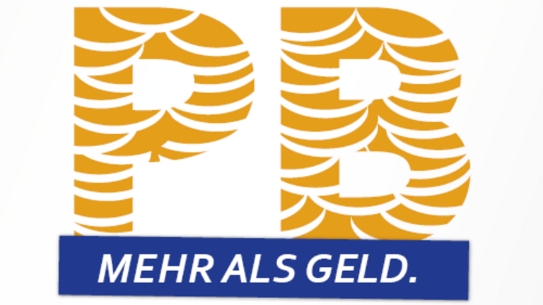 Logo der Kampagne Persönliches Budget - Mehr als Geld. Die Buchstaben PB sind aus Stapeln aus Münzen gebildet, darunter steht in blauer Schrift: Mehr als Geld.